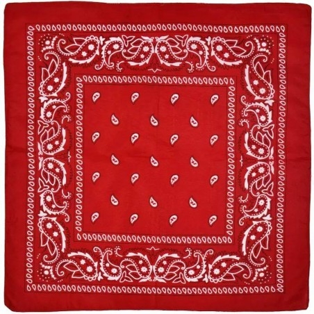 Bandana in cotone, stile vintage, fantasia rosso scuro , 55x55cm, marchio Gioie d'Oriente