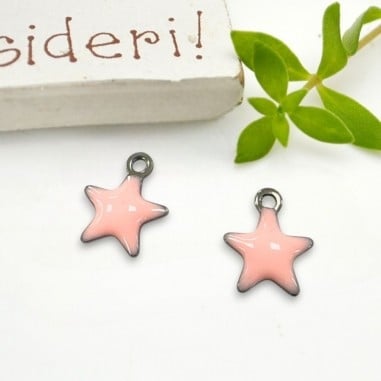 Ciondolo a forma di Stella smaltata in acciaio argento 10x8mm 1pz | GDO