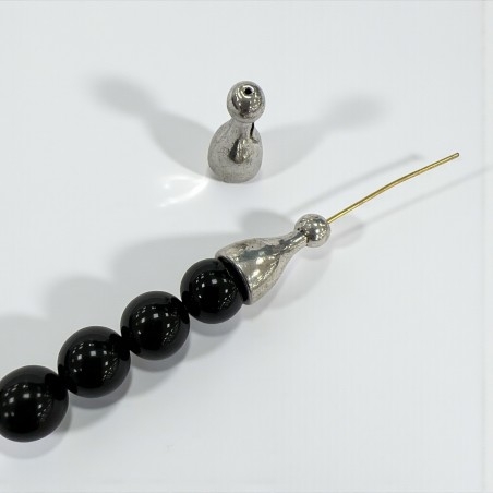 Terminali a goccia liscia in metallo, colore argento antico, 10x20mm, confezione 4pz, marchio Gioie d'Oriente