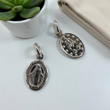 Ciondolo Madonna miracolosa in Argento 925 argento rodiato 6x10 mm 1pz Gioie d'Oriente