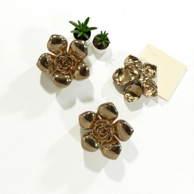 Ciondolo fiore ottone oro lucido 13x14 mm connettore 2 anellini 1pz Gioie d'Oriente