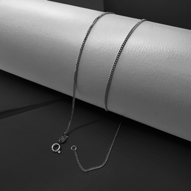 Base collana sottile in acciaio, catena groumette 1mm, lunghezza 40cm fissa, marchio Gioie d'Oriente