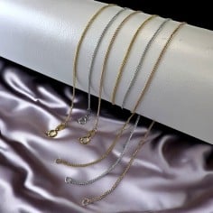 Base collana sottile in acciaio, catena groumette 1mm, lunghezza 40cm fissa, marchio Gioie d'Oriente