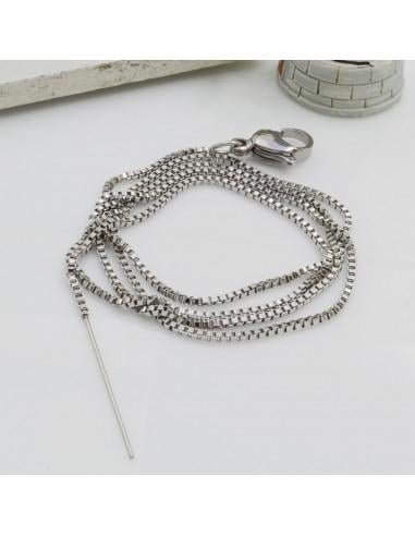 Base collana cobra quadrata di 1.2mm in acciaio con ago chiodino e chiusura | GDO