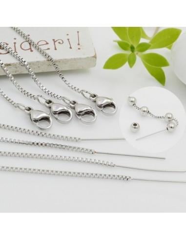 Base collana cobra quadrata di 1.2mm in acciaio con ago chiodino e chiusura | GDO