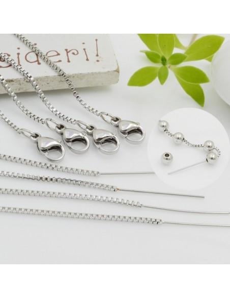 Base collana cobra quadrata di 1.2mm in acciaio con ago chiodino e chiusura | GDO