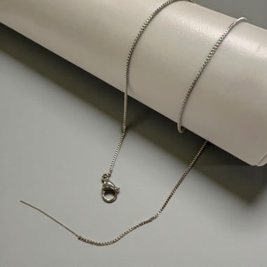 Base collana cobra quadrata di 1.2mm in Acciaio rodio con ago chiodino e chiusura 46cm | GDO