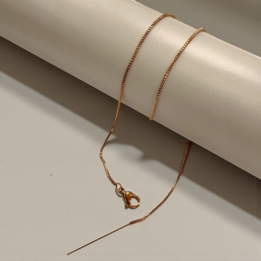 Base collana cobra quadrata di 1.2mm in Acciaio oro rosa con ago chiodino e chiusura 46cm | GDO