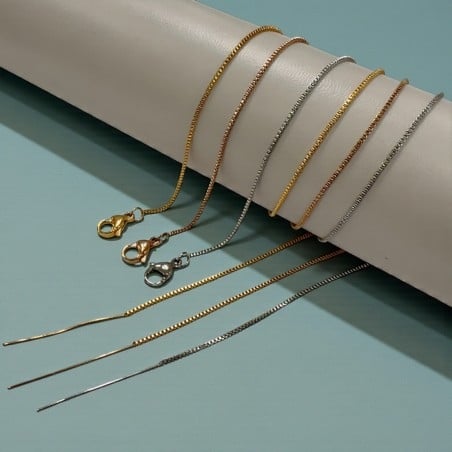 Base collana cobra quadrata di 1.2mm in Acciaio con ago chiodino e chiusura 46cm | GDO