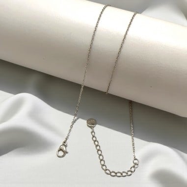Collana base ovallina sottile, in acciaio inox, lunghezza 40+5cm, con chiusura, marchio Gioie d'Oriente