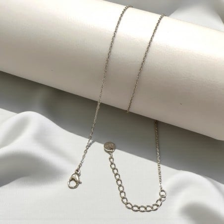 Collana base ovallina sottile, in acciaio inox, lunghezza 40+5cm, con chiusura, marchio Gioie d'Oriente
