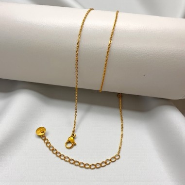 Collana base ovallina sottile, in acciaio inox, lunghezza 40+5cm, con chiusura, marchio Gioie d'Oriente