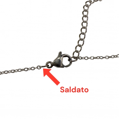 Collana base ovallina sottile, in acciaio inox, lunghezza 40+5cm, con chiusura, marchio Gioie d'Oriente