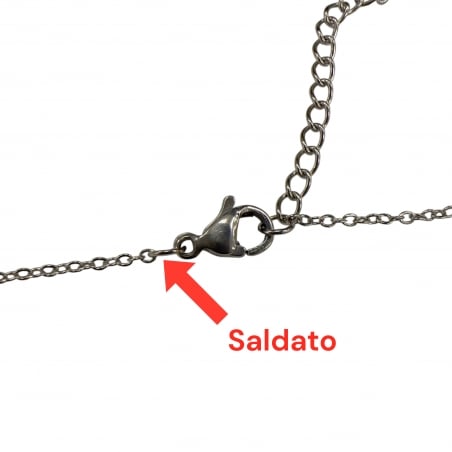 Collana base ovallina sottile, in acciaio inox, lunghezza 40+5cm, con chiusura, marchio Gioie d'Oriente