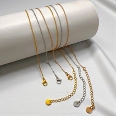 Collana base ovallina sottile, in acciaio inox, lunghezza 40+5cm, con chiusura, marchio Gioie d'Oriente