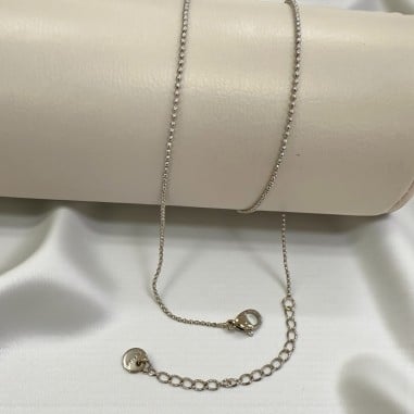 Base collana con catena a palline lisce in Acciaio rodio 1.2mm 40+5cm | GDO
