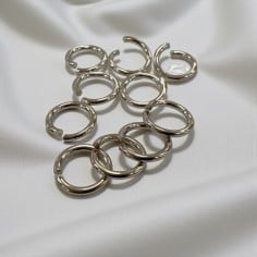 Anellini aperti in argento 925, forma tonda, colore rodio, 7mm, filo 0.9mm, 10 pezzi, marchio Gioie d'Oriente