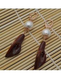 Orecchini in diaspro fiore con madreperla in argento 925%