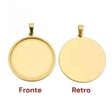 Base cabochon tonda in acciaio dorato varie misure 1pz Gioie d'Oriente