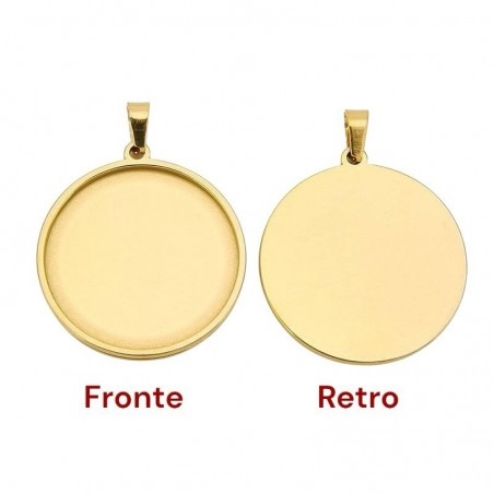 Base cabochon tonda in acciaio dorato varie misure 1pz Gioie d'Oriente