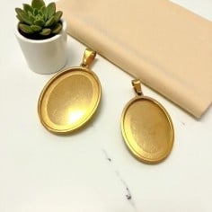 Base cabochon ovale in acciaio dorato varie misure 1pz Gioie d'Oriente
