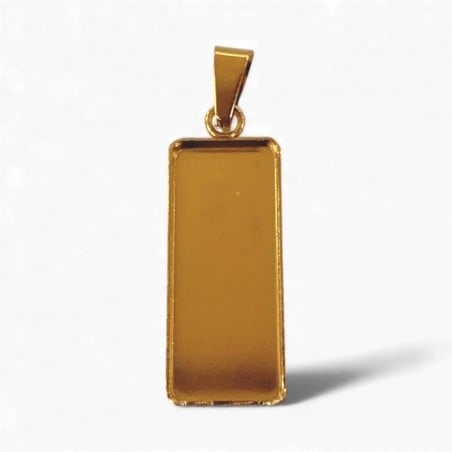 Base cabochon rettangolare in acciaio inox oro 10x25mm 1pz Gioie d'Oriente