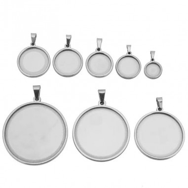 Base cabochon tonda in acciaio inox varie misure 1pz Gioie d'Oriente