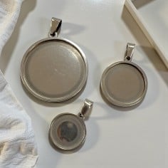 Base cabochon tonda in acciaio inox varie misure 1pz Gioie d'Oriente