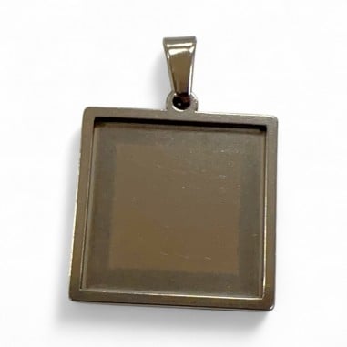 Base cabochon quadrata in acciaio inox varie misure 1pz Gioie d'Oriente
