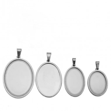 Base cabochon ovale in acciaio inox varie misure 1pz Gioie d'Oriente