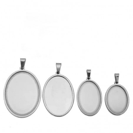 Base cabochon ovale in acciaio inox varie misure 1pz Gioie d'Oriente