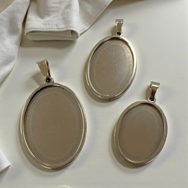 Base cabochon ovale in acciaio inox varie misure 1pz Gioie d'Oriente