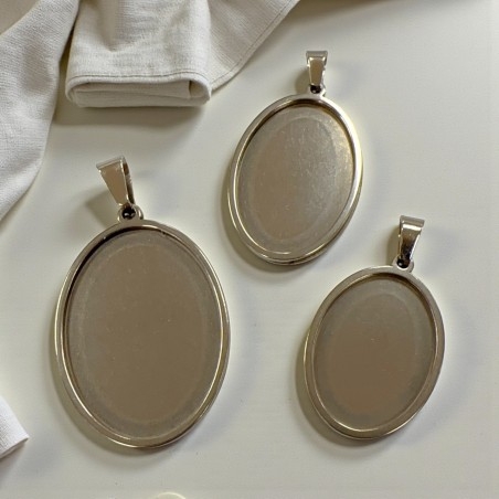 Base cabochon ovale in acciaio inox varie misure 1pz Gioie d'Oriente