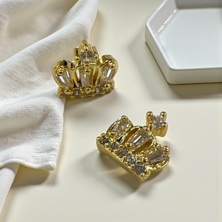 Ciondolo Corona in Ottone con Strass 8mm 1pz - Gioie d'Oriente