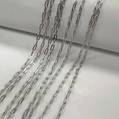 Catena rettangolare con filo piatto e saldato 2x4mm in acciaio rodio 1mt | GDO