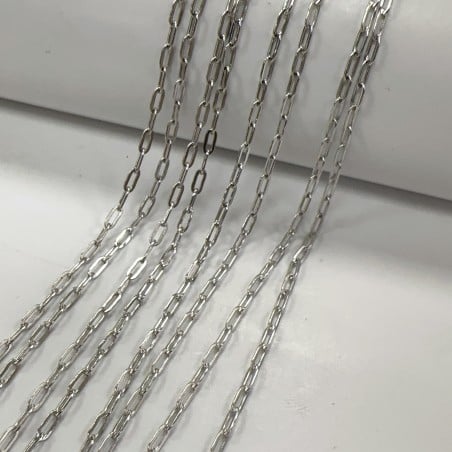 Catena rettangolare con filo piatto e saldato 2x4mm in acciaio rodio 1mt | GDO