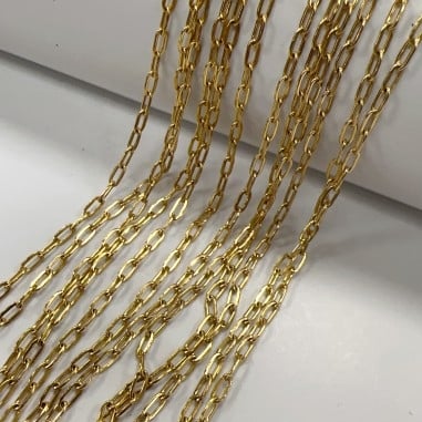 Catena rettangolare con filo piatto e saldato 2x4mm in acciaio oro 1mt | GDO