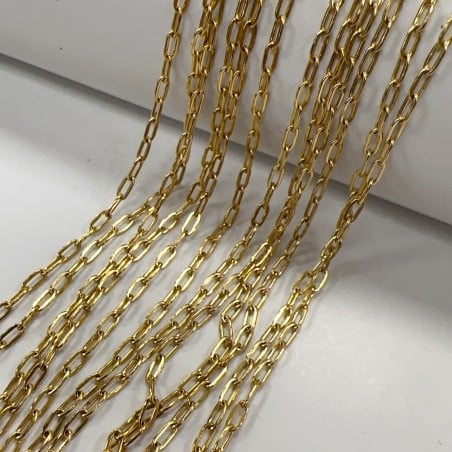 Catena rettangolare con filo piatto e saldato 2x4mm in acciaio oro 1mt | GDO