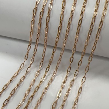 Catena rettangolare con filo piatto e saldato 2x4mm in acciaio oro rosa 1mt | GDO