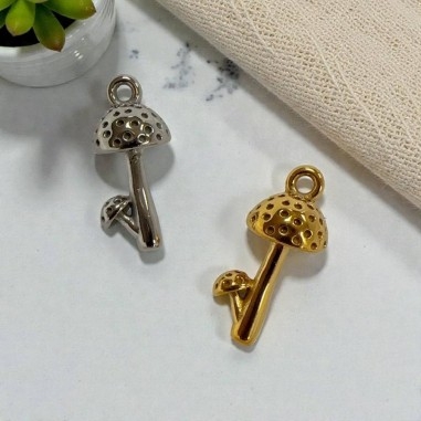 Ciondolo fungo 3D in acciaio 9x20 mm 1pz colori vari Gioie d'Oriente