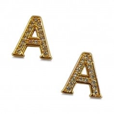Ciondolo Lettera alfabetica in Ottone Oro con Strass 11mm 1pz - Gioie d'Oriente 2