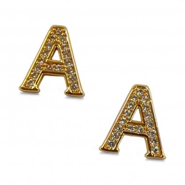 Ciondolo Lettera alfabetica in Ottone Oro con Strass 11mm 1pz - Gioie d'Oriente