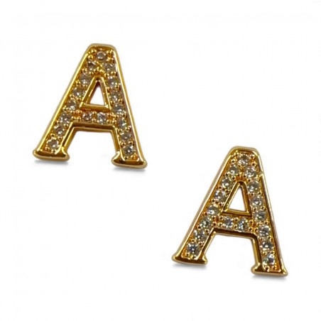 Ciondolo Lettera alfabetica in Ottone Oro con Strass 11mm 1pz - Gioie d'Oriente