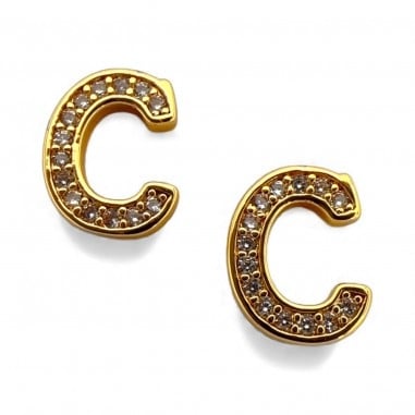 Ciondolo Lettera alfabetica in Ottone Oro con Strass 11mm 1pz - Gioie d'Oriente
