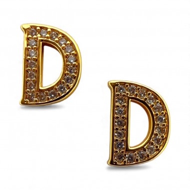Ciondolo Lettera alfabetica in Ottone Oro con Strass 11mm 1pz - Gioie d'Oriente