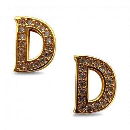 Ciondolo Lettera alfabetica in Ottone Oro con Strass 11mm 1pz - Gioie d'Oriente