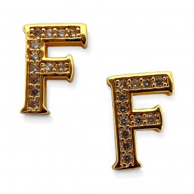 Ciondolo Lettera alfabetica in Ottone Oro con Strass 11mm 1pz - Gioie d'Oriente