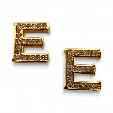 Ciondolo Lettera alfabetica in Ottone Oro con Strass 11mm 1pz - Gioie d'Oriente