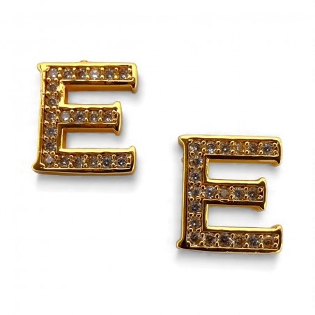 Ciondolo Lettera alfabetica in Ottone Oro con Strass 11mm 1pz - Gioie d'Oriente