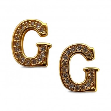 Ciondolo Lettera alfabetica in Ottone Oro con Strass 11mm 1pz - Gioie d'Oriente
